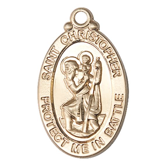 14KT GOLD ST CHRISTOPHER MEDAL - 1 1/4" x 1 1/4"